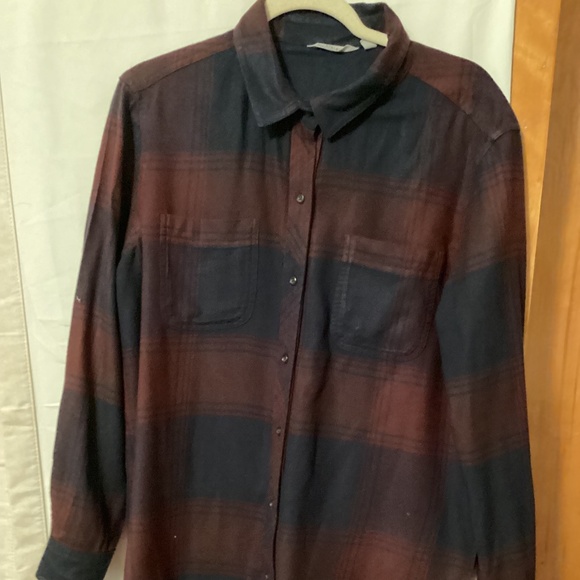 Athleta Plaid blouse  Sz L - Picture 1 of 8